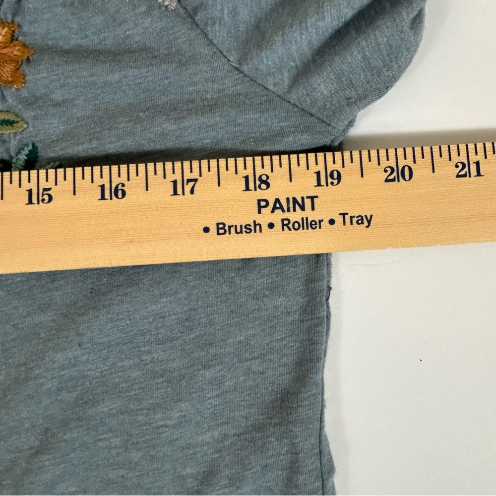 JW LOS ANGELES Blue Floral Embroidered Long Sleeve Top, size Small - Picture 6 of 9